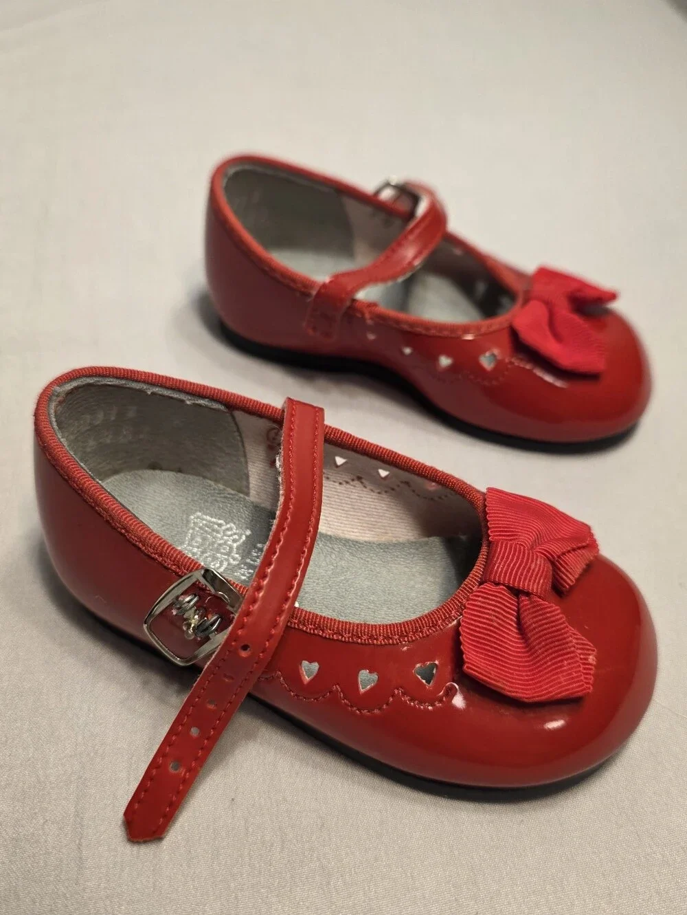 Red Patent Mary Janes with Bow Detailing Baby Shoes
